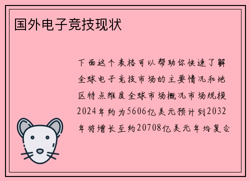 国外电子竞技现状